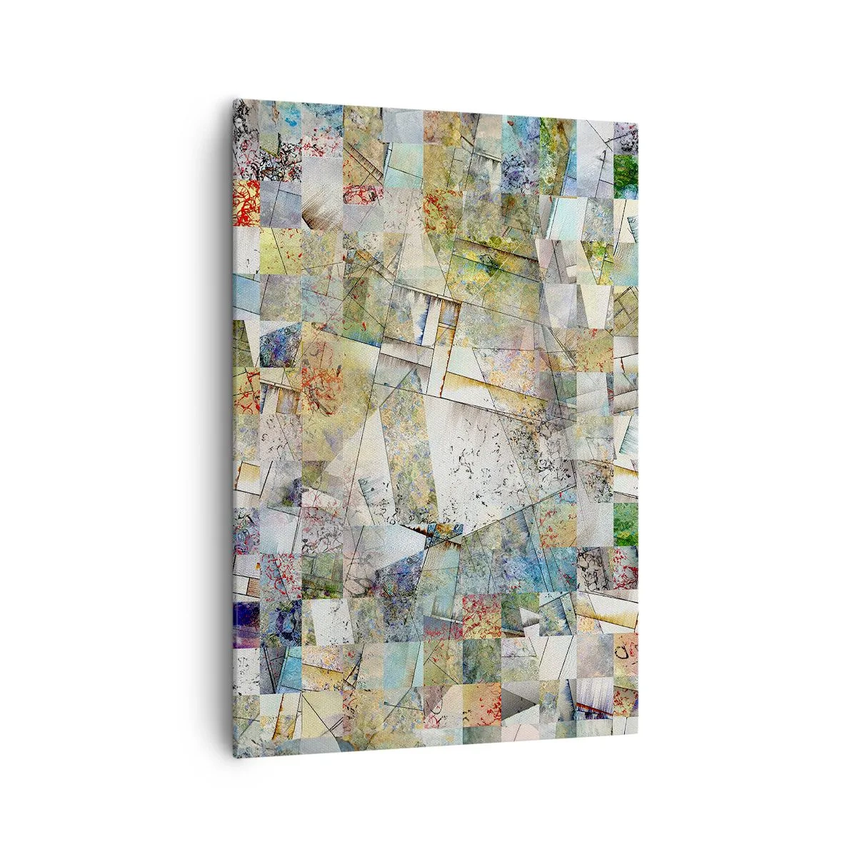 Bild auf Leinwand - Leinwandbild - Bunte Abstraktion mit geometrischen Formen und Linien - 70x100cm - Geometrische Mischung - Moderne Wanddekoration für Wohnzimmer und Schlafzimmer ARTTOR