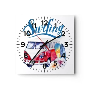 Wanduhr - Glasuhr - Gurke - ein Klassiker für einen Surfer - 40x40 cm