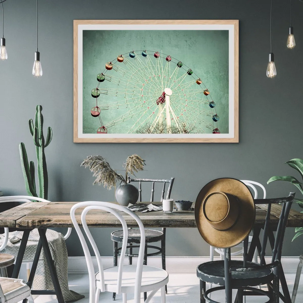 Poster in einem Rahmen aus heller Eiche - Wir laden zum Spiel ein - 70x50 cm