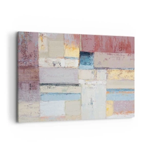 Bild auf Leinwand - Leinwandbild - Geometrische Komposition in Pastellfarben - 100x70cm - Ruhe der Geometrie - Moderne Wanddekoration für Wohnzimmer und Schlafzimmer ARTTOR