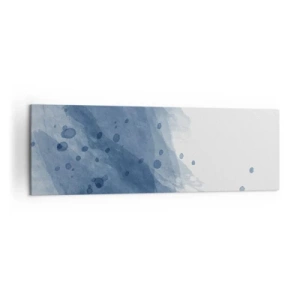 Bild auf Leinwand - Leinwandbild - Abstrakte Flecken und Streifen in Blautönen - 160x50cm - Blauer Tüll - Moderne Wanddekoration für Wohnzimmer und Schlafzimmer ARTTOR