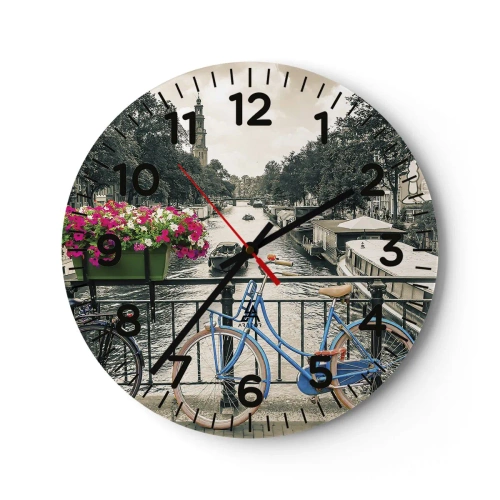 Wanduhr - Glasuhr - Die Farben der Amsterdamer Straße - 40x40 cm