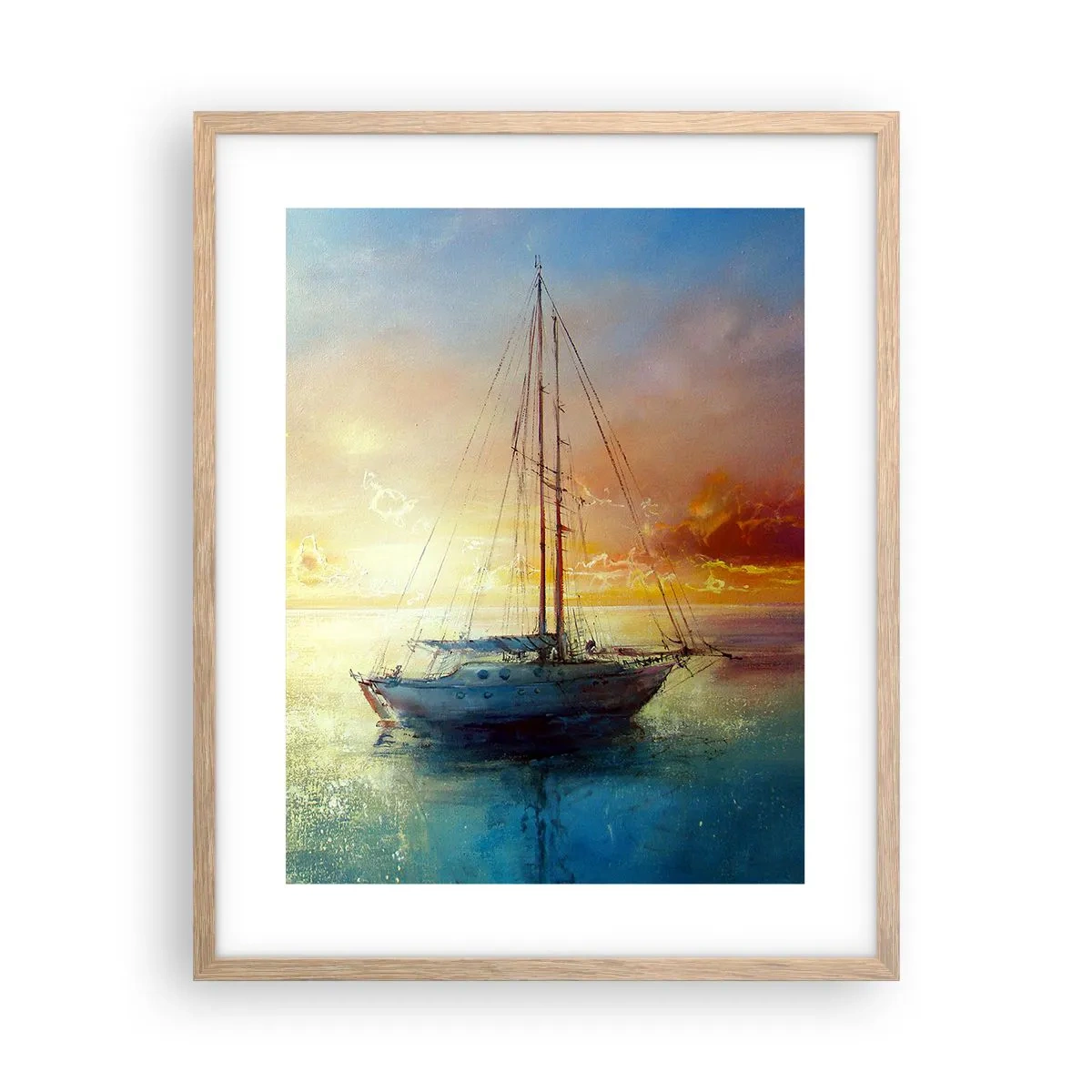 Poster in einem Rahmen aus heller Eiche - In einer goldenen Bucht - 40x50 cm
