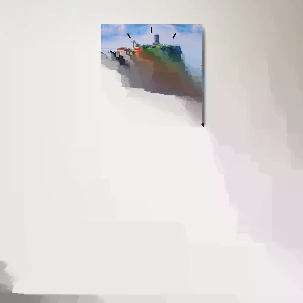 Wanduhr - Glasuhr - Mediterrane Zauberstadt - 40x40 cm