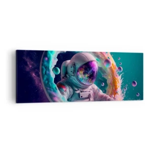 Bild auf Leinwand - Leinwandbild - Astronaut in einer farbenfrohen kosmischen Aura - 140x50cm - Sternentor - Moderne Wanddekoration für Wohnzimmer und Schlafzimmer ARTTOR