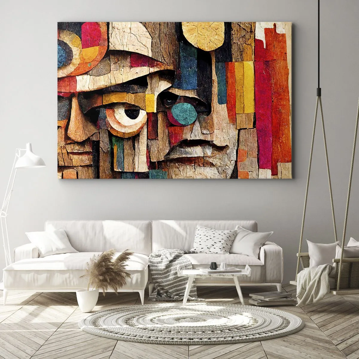 Bild auf Leinwand - Leinwandbild - Abstrakte Gesichter in intensiven Farben - 120x80cm - Ich sehe dich… - Moderne Wanddekoration für Wohnzimmer und Schlafzimmer ARTTOR