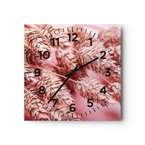 Wanduhr - Glasuhr - Eine Blumenkaskade in Rosa - 40x40 cm