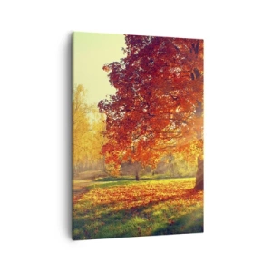 Bild auf Leinwand - Leinwandbild - Herbstpark im Sonnenlicht - 50x70cm - Unhöflich ist schön - Moderne Wanddekoration für Wohnzimmer und Schlafzimmer ARTTOR