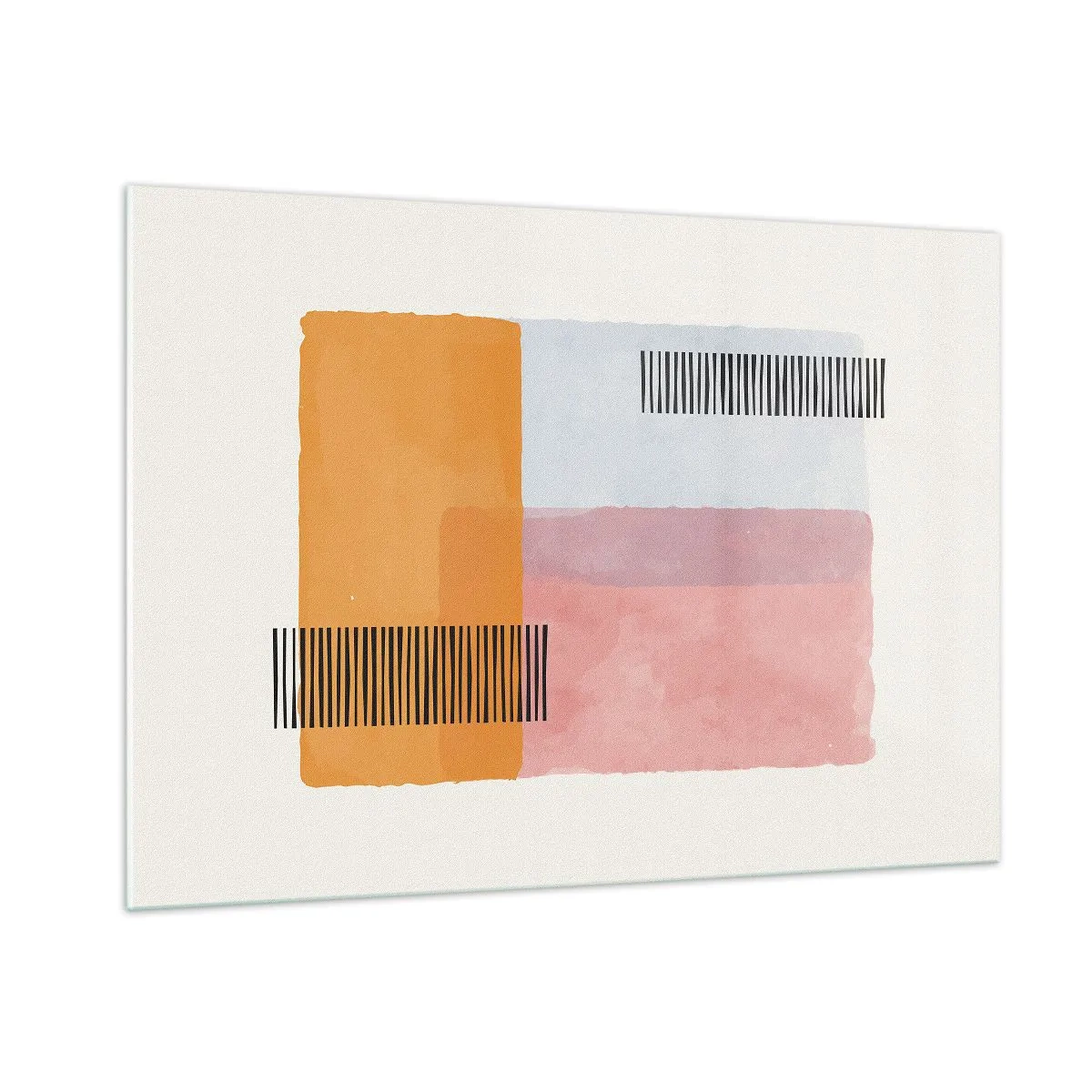 Glasbild - Bild auf glas - Abstrakte Rechtecke mit Linien im minimalistischen Stil - 100x70cm - Von Ecke zu Ecke - Moderne Wanddekoration für Wohnzimmer und Schlafzimmer ARTTOR