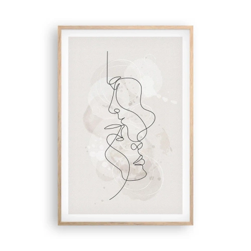 Poster in einem Rahmen aus heller Eiche - Verstrickt in eine Umarmung - 61x91 cm