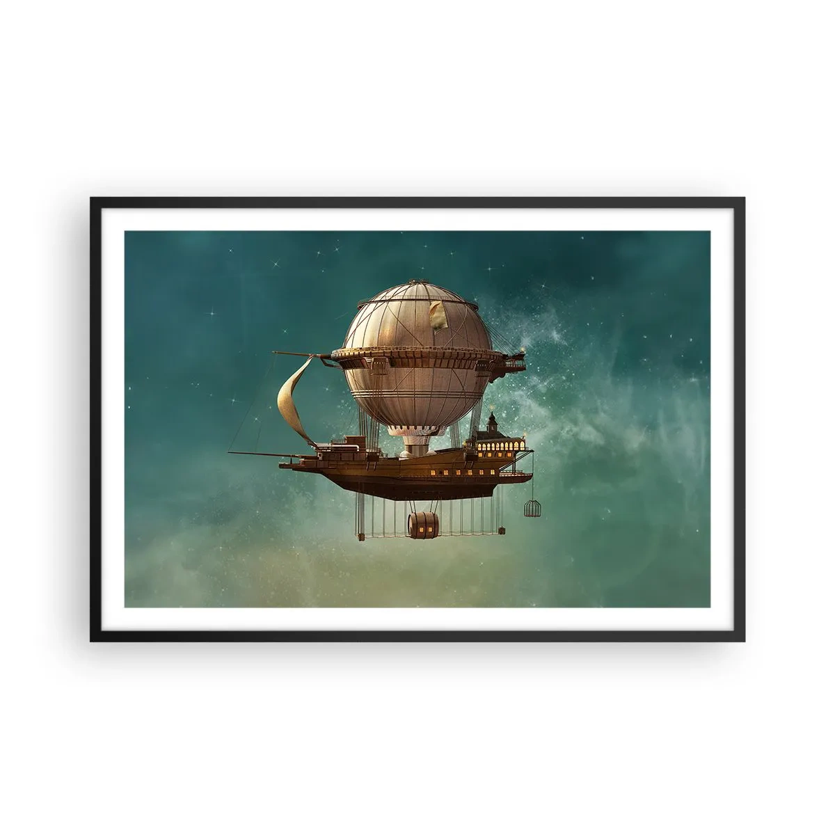 Poster in einem schwarzem Rahmen - Jules Verne sagt Hallo - 91x61 cm