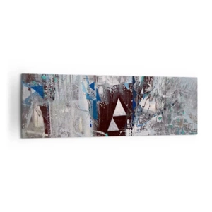 Bild auf Leinwand - Leinwandbild - Abstrakte Komposition mit Dreiecken und geometrischen Mustern - 160x50cm - Überschreibende Reihenfolge der Dreiecke - Moderne Wanddekoration für Wohnzimmer und Schlafzimmer ARTTOR