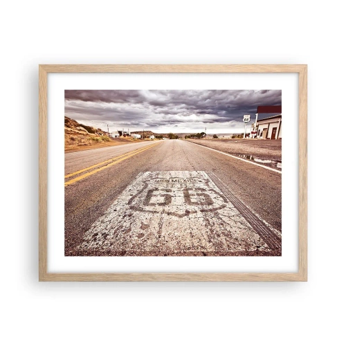 Poster in einem Rahmen aus heller Eiche - Mother Road - eine amerikanische Legende - 50x40 cm