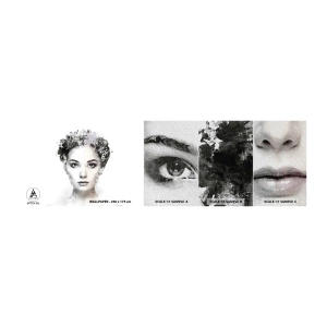 Fototapeten Muster Premium Sand - Ein äußerst stilvolles Portrait - Das Gesicht einer Frau, Frau, Abstraktion - 100x30 cm