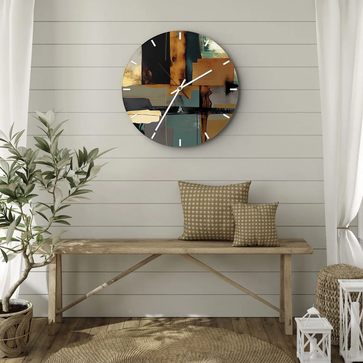 Wanduhr - Glasuhr - Abstraktion – Licht und Schatten - 40x40 cm