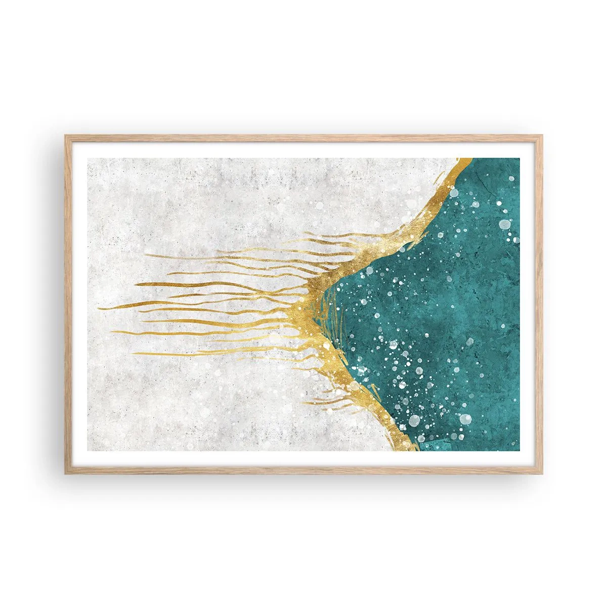 Poster in einem Rahmen aus heller Eiche - Goldene Flut - 100x70 cm