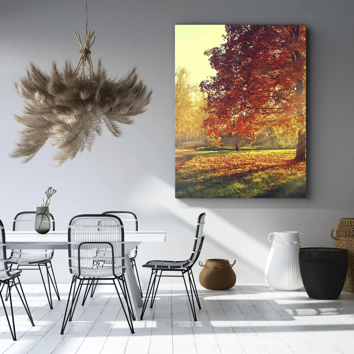 Bild auf Leinwand - Leinwandbild - Herbstpark im Sonnenlicht - 70x100cm - Unhöflich ist schön - Moderne Wanddekoration für Wohnzimmer und Schlafzimmer ARTTOR