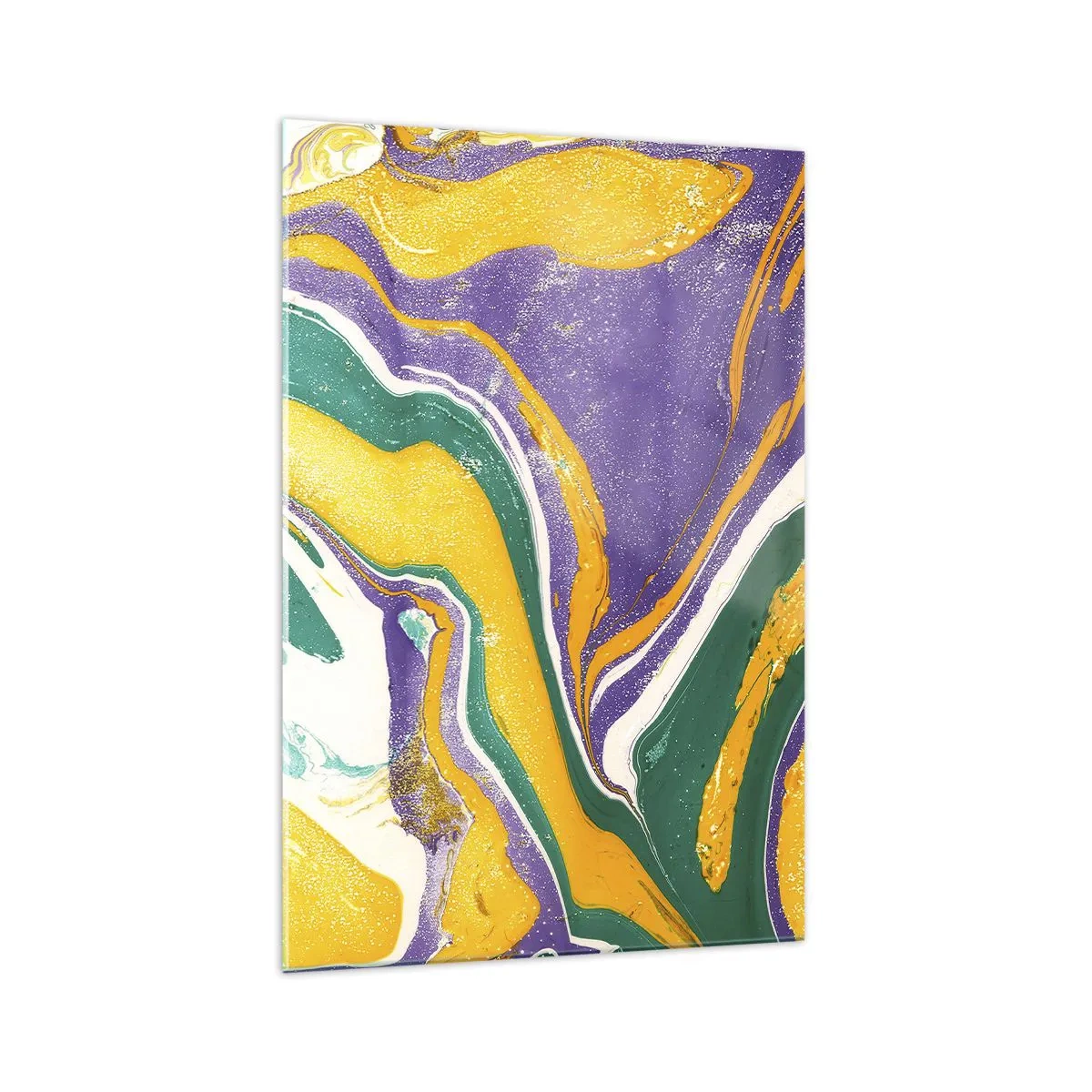 Glasbild - Bild auf glas - Abstraktes Marmormuster in lebendigen Farben - 70x100cm - Farbwellen - Moderne Wanddekoration für Wohnzimmer und Schlafzimmer ARTTOR