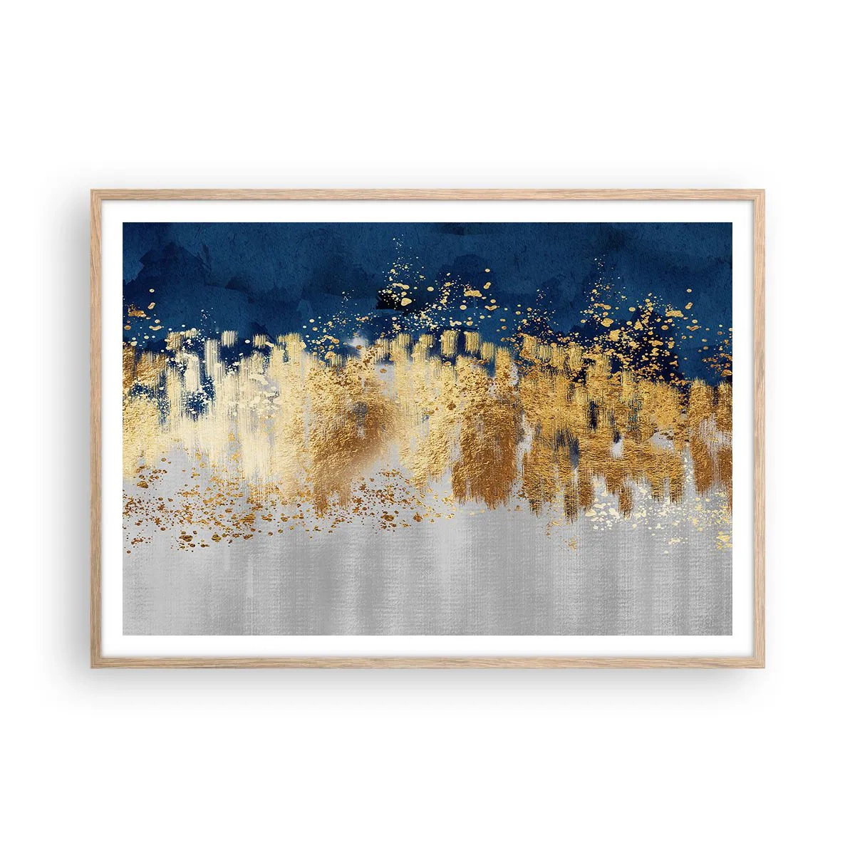 Poster in einem Rahmen aus heller Eiche - Moderne Komposition mit Glanz - 100x70 cm