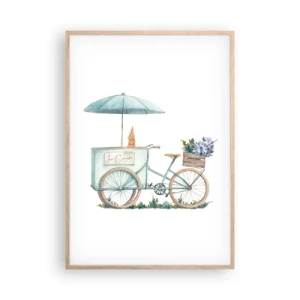 Poster in einem Rahmen aus heller Eiche - Süße Erinnerung an den Sommer - 70x100 cm