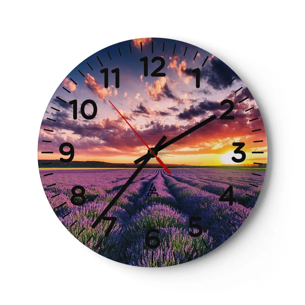 Wanduhr - Glasuhr - Lavendel Welt - 30x30 cm