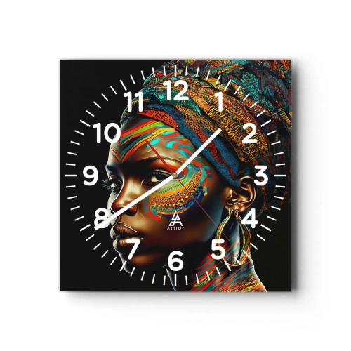 Wanduhr - Glasuhr - Afrikanische Königin - 30x30 cm