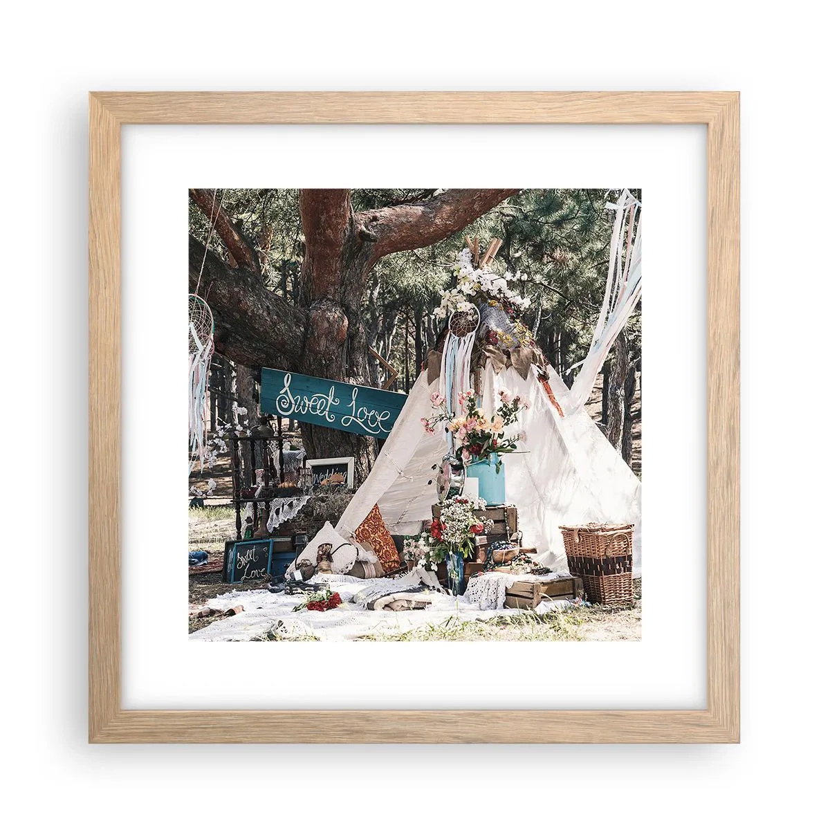 Poster in einem Rahmen aus heller Eiche - Liebe machen ... - 30x30 cm