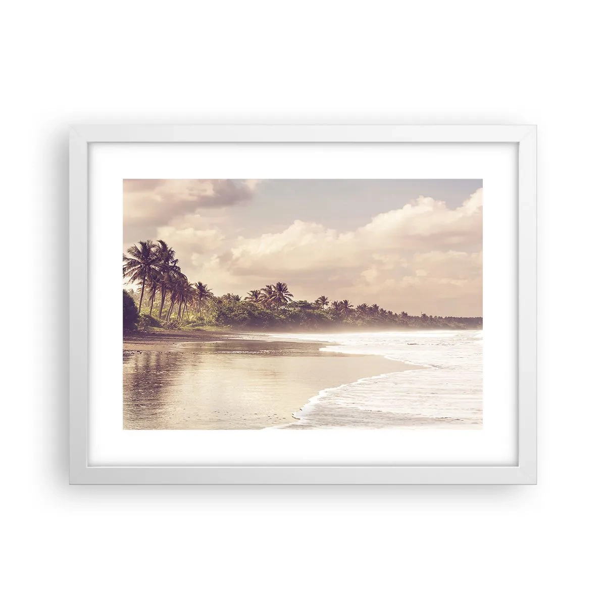 Poster in einem weißen Rahmen - Die Liebkosung der Wellen - 40x30 cm