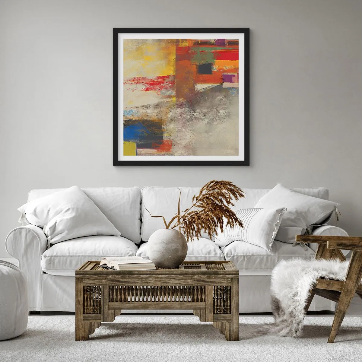 Poster in einem schwarzem Rahmen - Geometrie der Farben - 40x40 cm