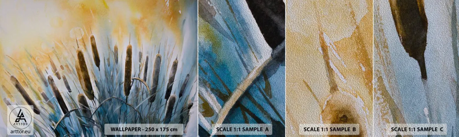 Fototapeten Muster Premium Sand - Die Kälte des Wassers, die Hitze der Sonne - Stock, Landschaft, Blumen - 100x30 cm