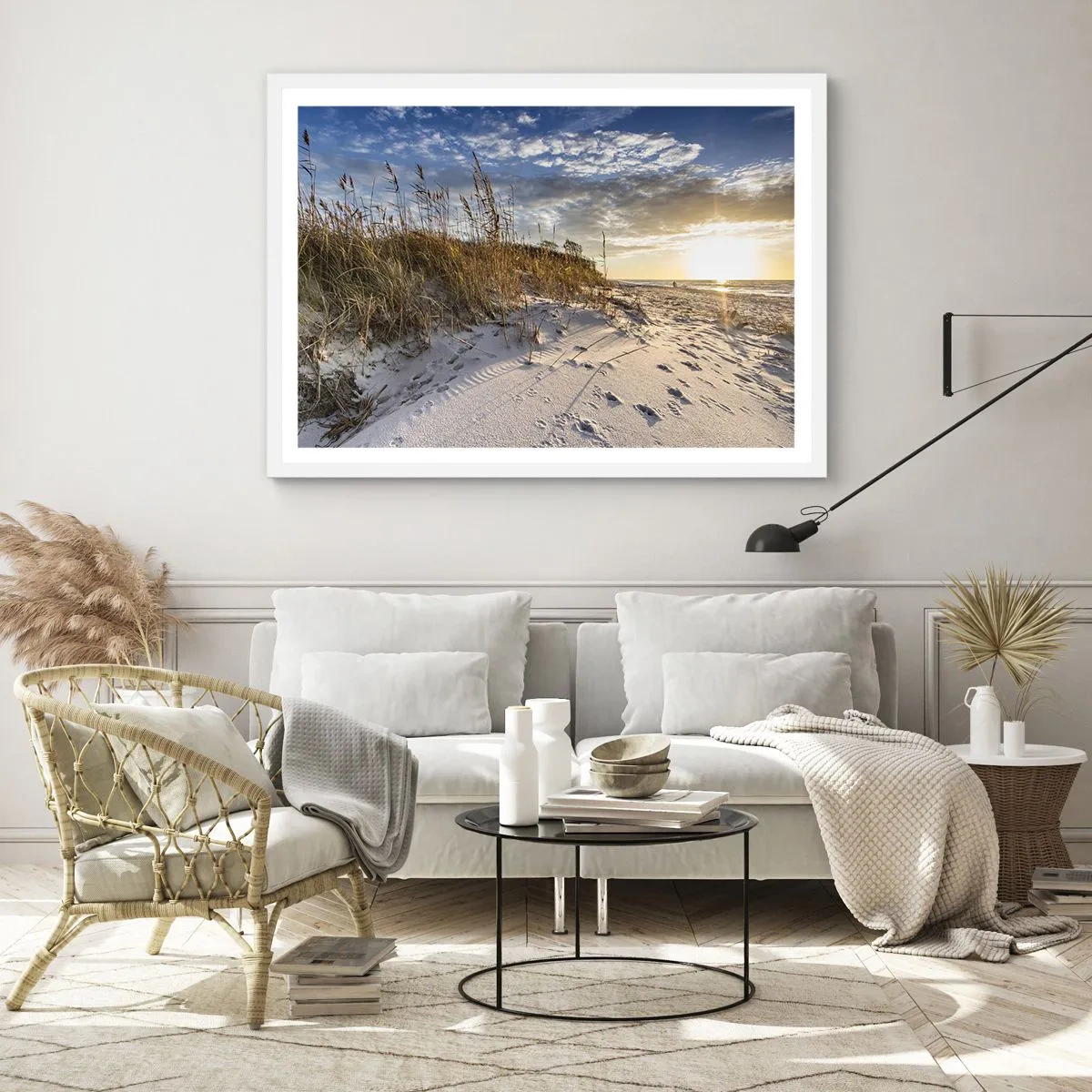 Poster in einem weißen Rahmen - Einladung zu einem Spaziergang - 91x61 cm