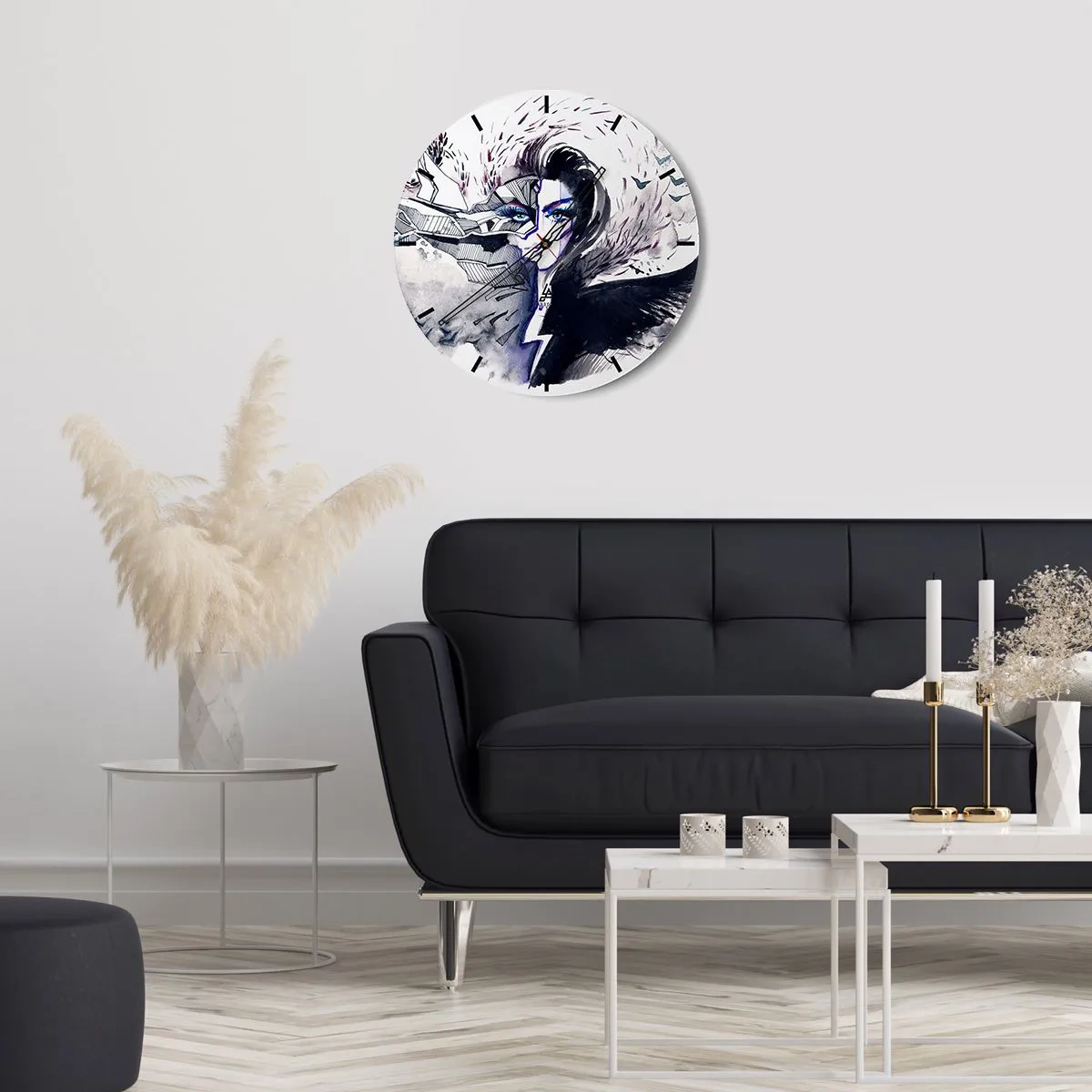 Wanduhr - Glasuhr - Dämonisch und schön - 30x30 cm