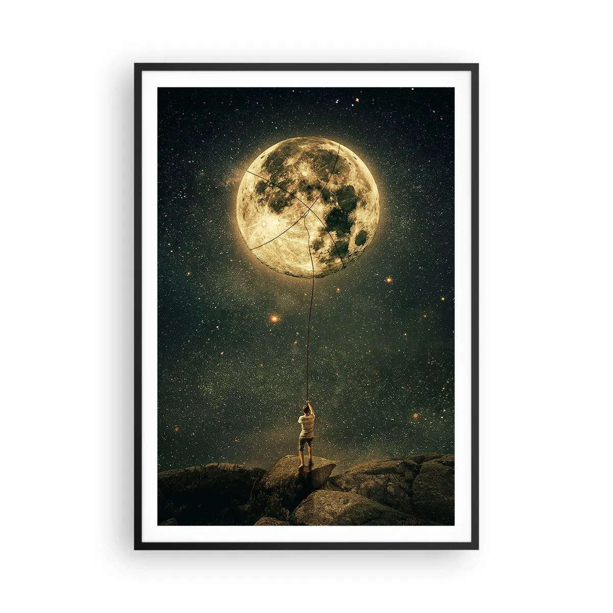 Poster in einem schwarzem Rahmen - Der Mann, der den Mond gestohlen hat - 70x100 cm