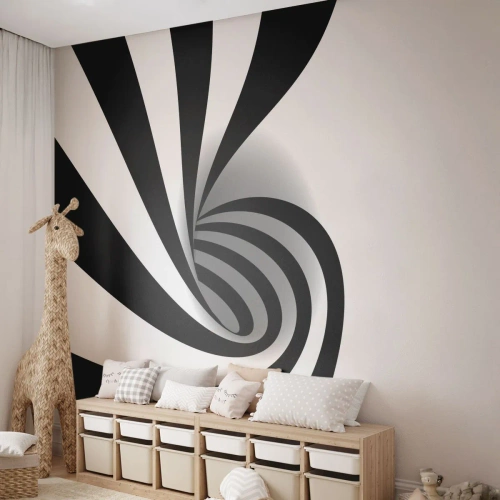 Fototapete Premium Canvas - Und doch dreht es sich - Abstraktion, Grafik, Schwarz und weiß - 250x175 cm