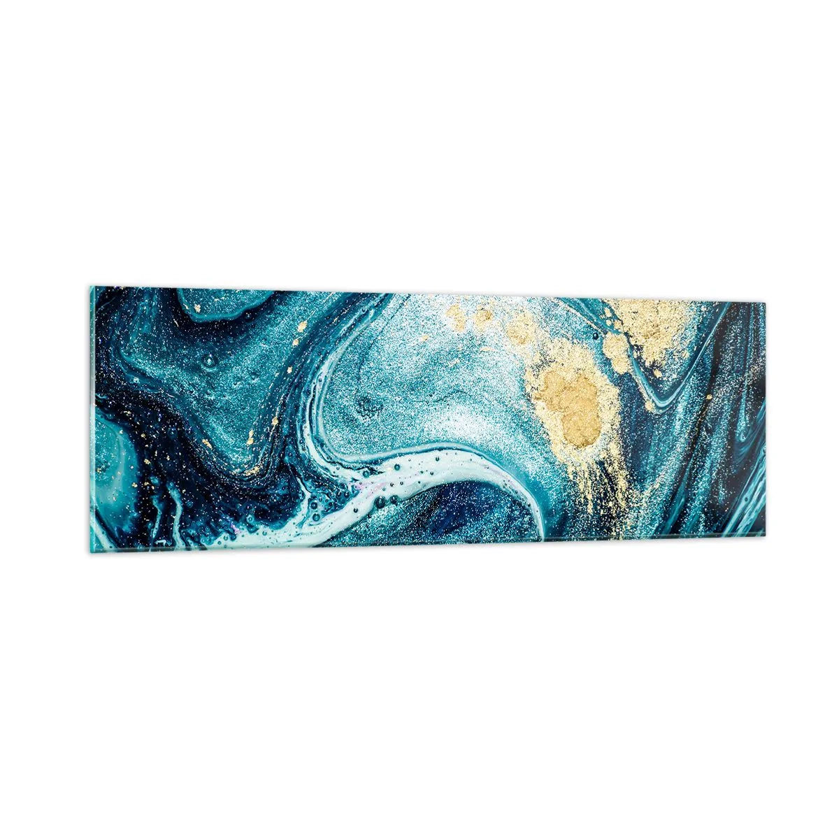 Glasbild - Bild auf glas - Blauer Wirbel - 90x30 cm