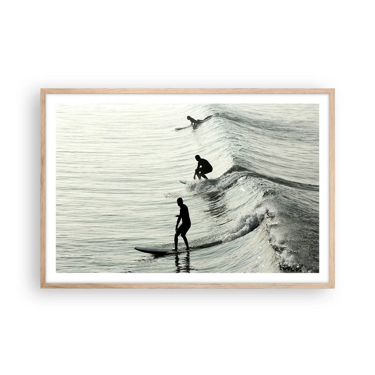 Poster in einem Rahmen aus heller Eiche - Gegen die Welle - 91x61 cm