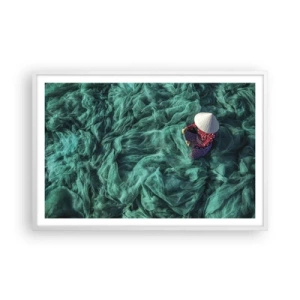 Poster in einem weißen Rahmen - In einem Meer aus Netzen - 91x61 cm