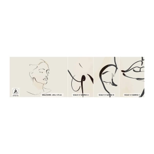 Fototapeten Muster Selbstklebend Deluxe Sticker - Eine bestimmte Linie - Abstraktion, Das Gesicht einer Frau, Lineart - 100x30 cm