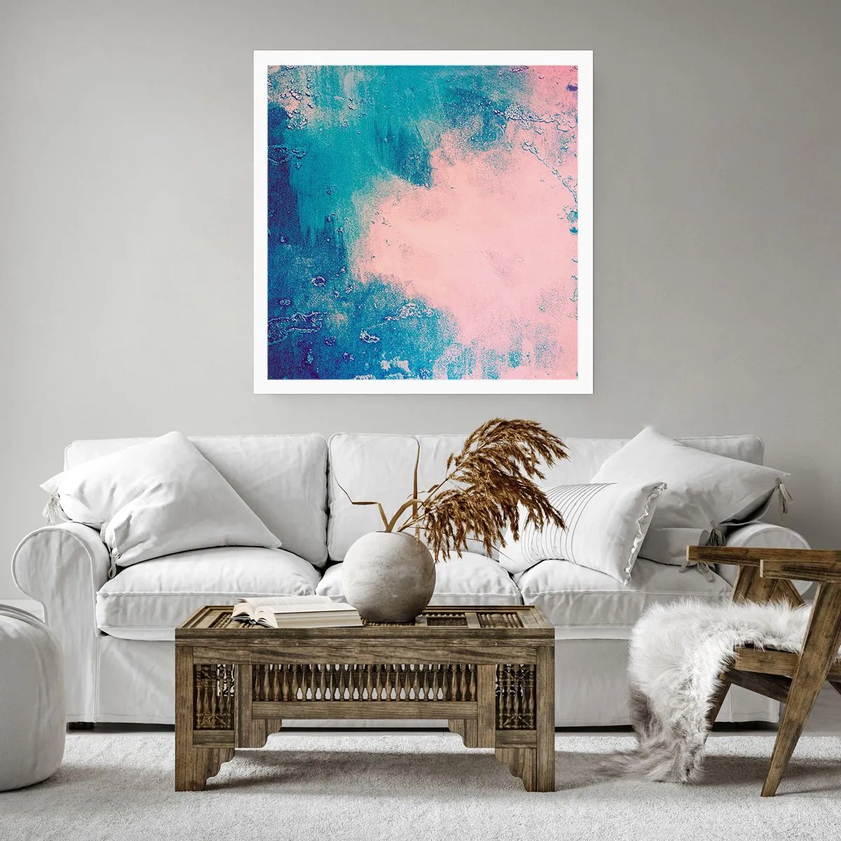 Poster - Himmelsblaue Umarmungen - 60x60 cm