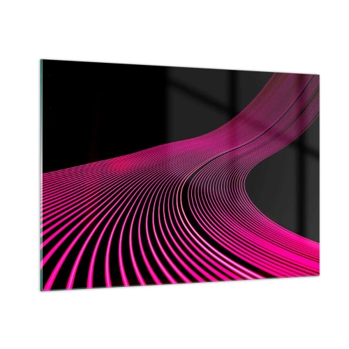 Glasbild - Bild auf glas - Rosa Lichtlinien auf schwarzem Hintergrund - 100x70cm - Allee des Lichts - Moderne Wanddekoration für Wohnzimmer und Schlafzimmer ARTTOR