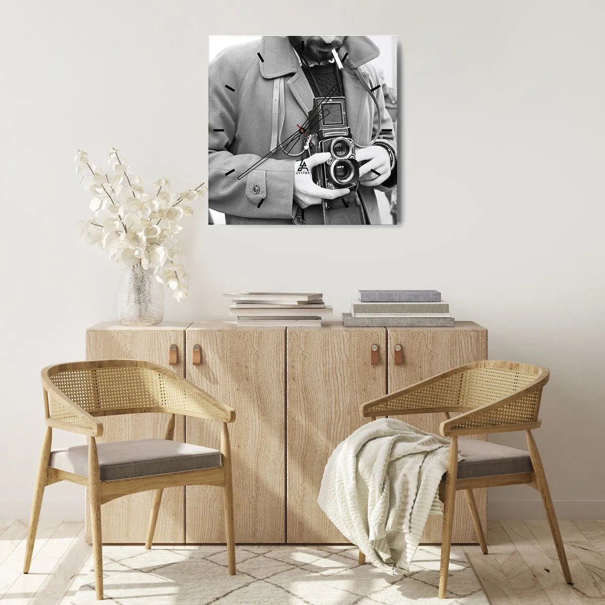 Wanduhr - Glasuhr - Retro-Stil - 40x40 cm