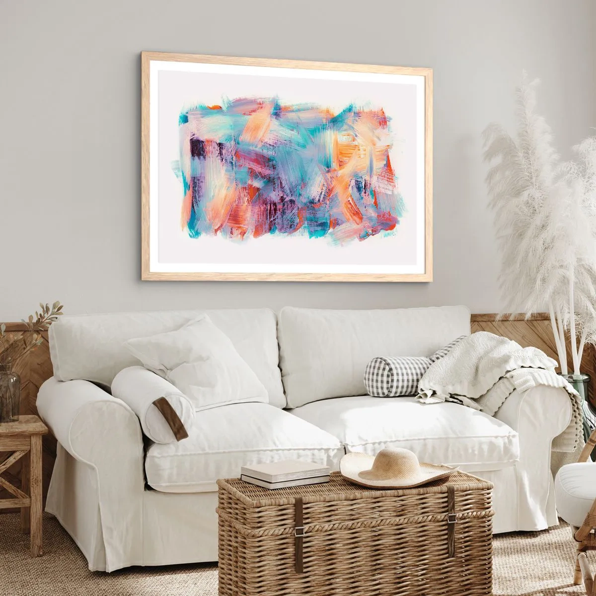 Poster in einem Rahmen aus heller Eiche - Buntes Durcheinander - 40x30 cm