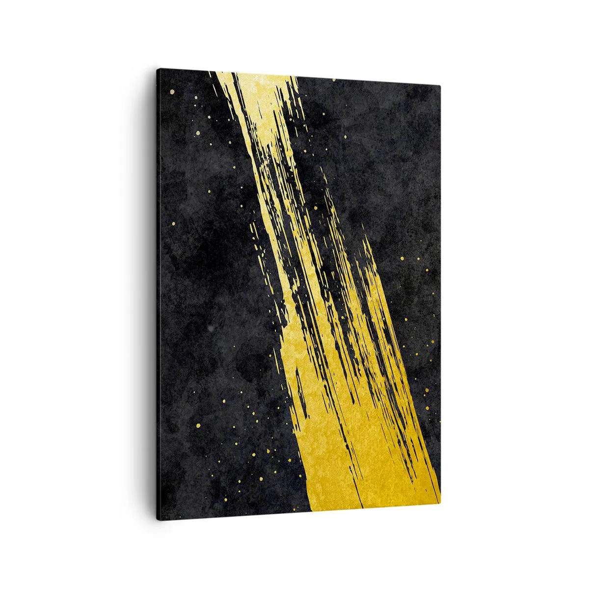 Bild auf Leinwand - Leinwandbild - Schwarzer Hintergrund mit dynamischen goldenen Pinselstrichen - 50x70cm - Sprung in den Hyperraum - Moderne Wanddekoration für Wohnzimmer und Schlafzimmer ARTTOR