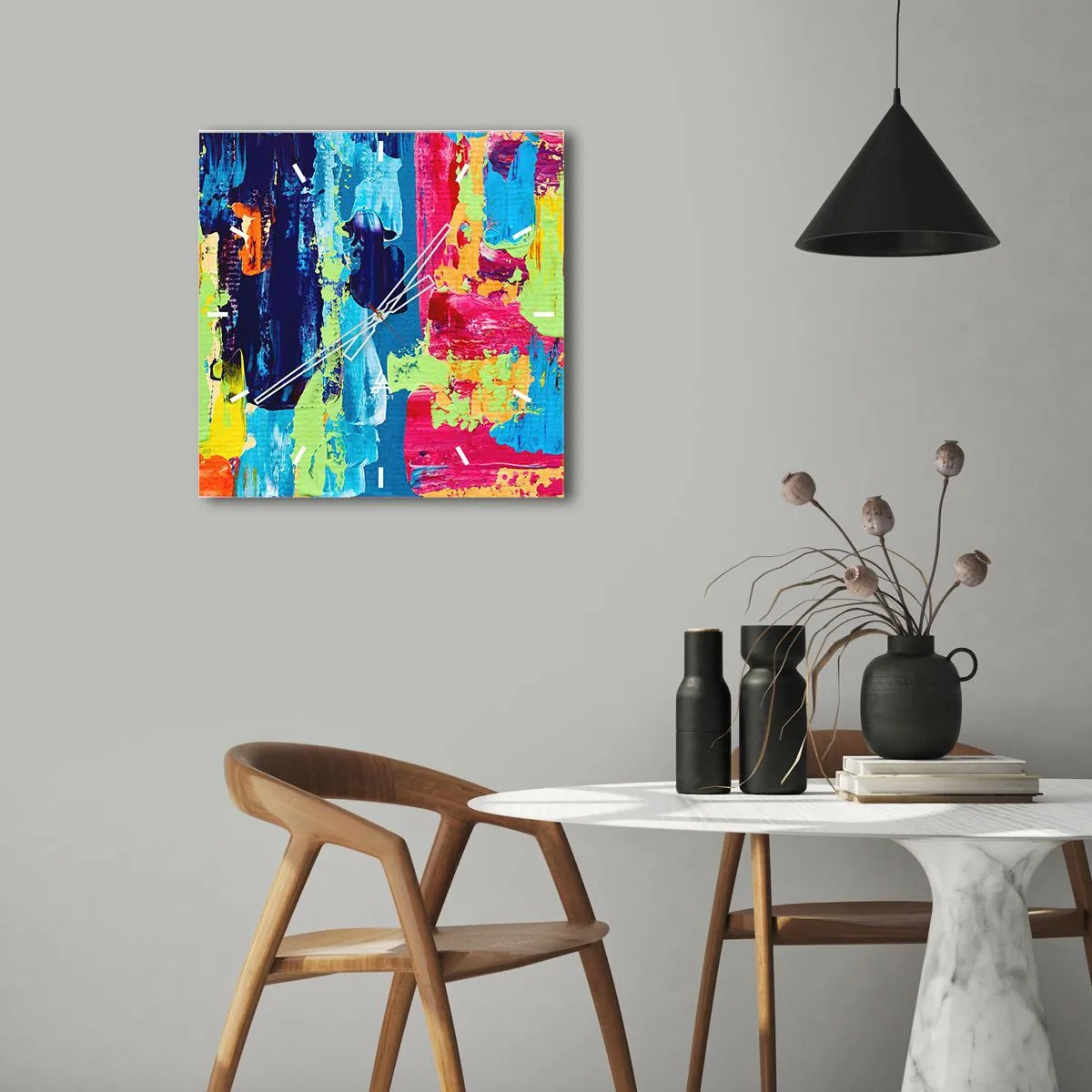 Wanduhr - Glasuhr - Das Leben ist wunderschoen! - 40x40 cm