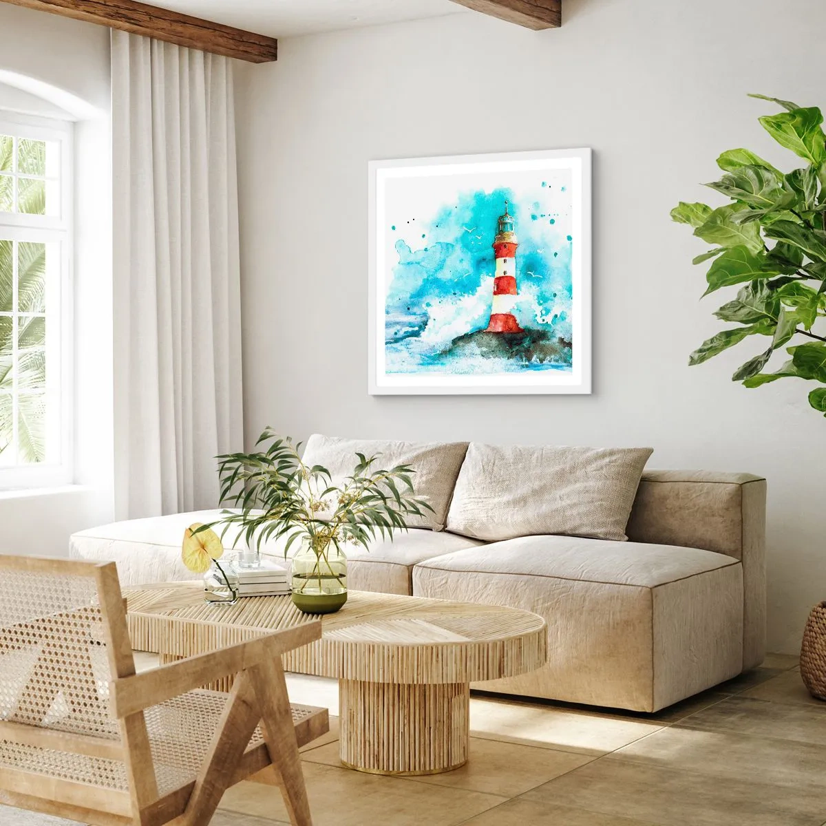 Poster in einem weißen Rahmen - Einheit der Elemente - 60x60 cm