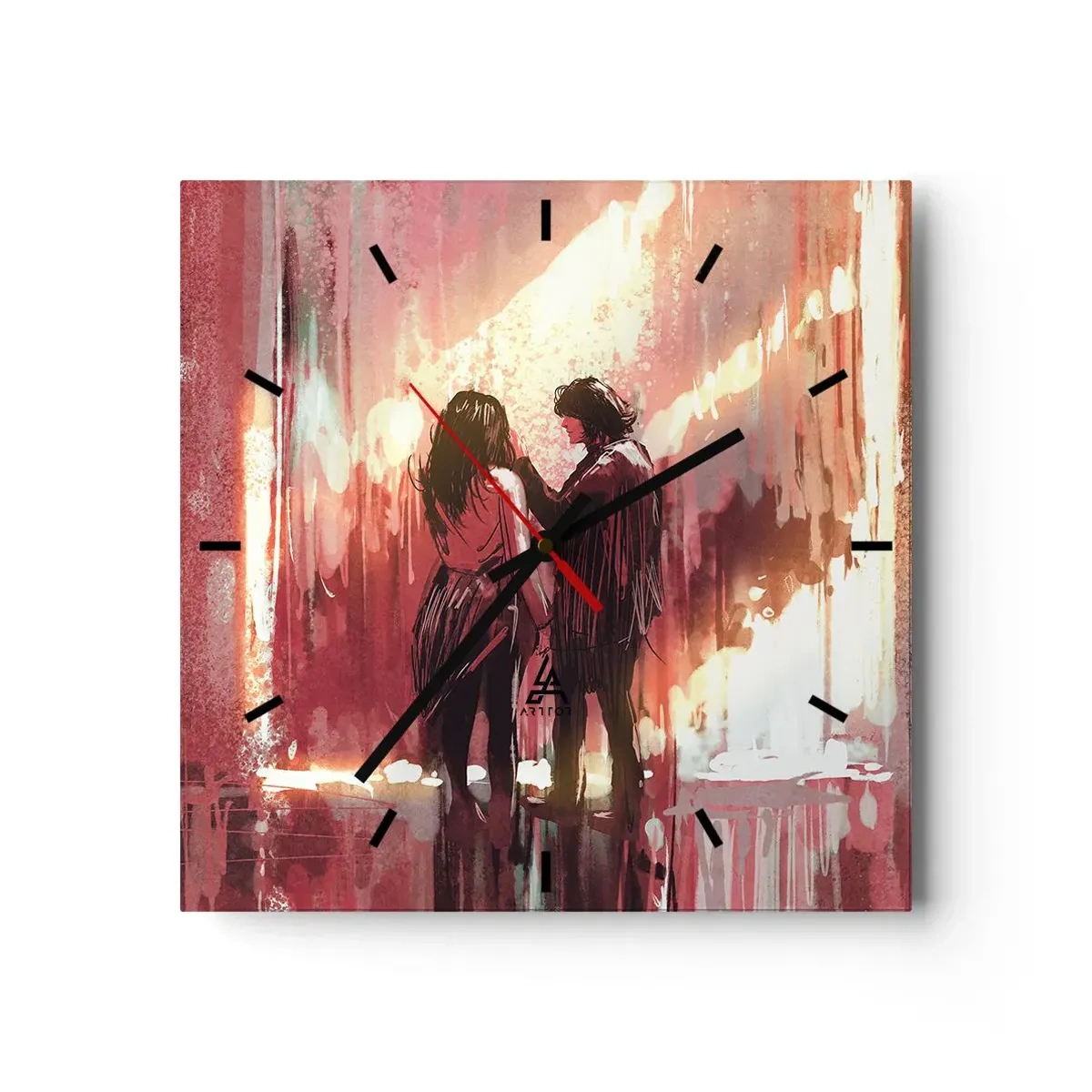 Wanduhr - Glasuhr - Das ewige Schauspiel der Liebe - 40x40 cm