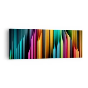 Bild auf Leinwand - Leinwandbild - Bunte vertikale Linien erzeugen eine dynamische Abstraktion. - 140x50cm - Lichtorgan - Moderne Wanddekoration für Wohnzimmer und Schlafzimmer ARTTOR