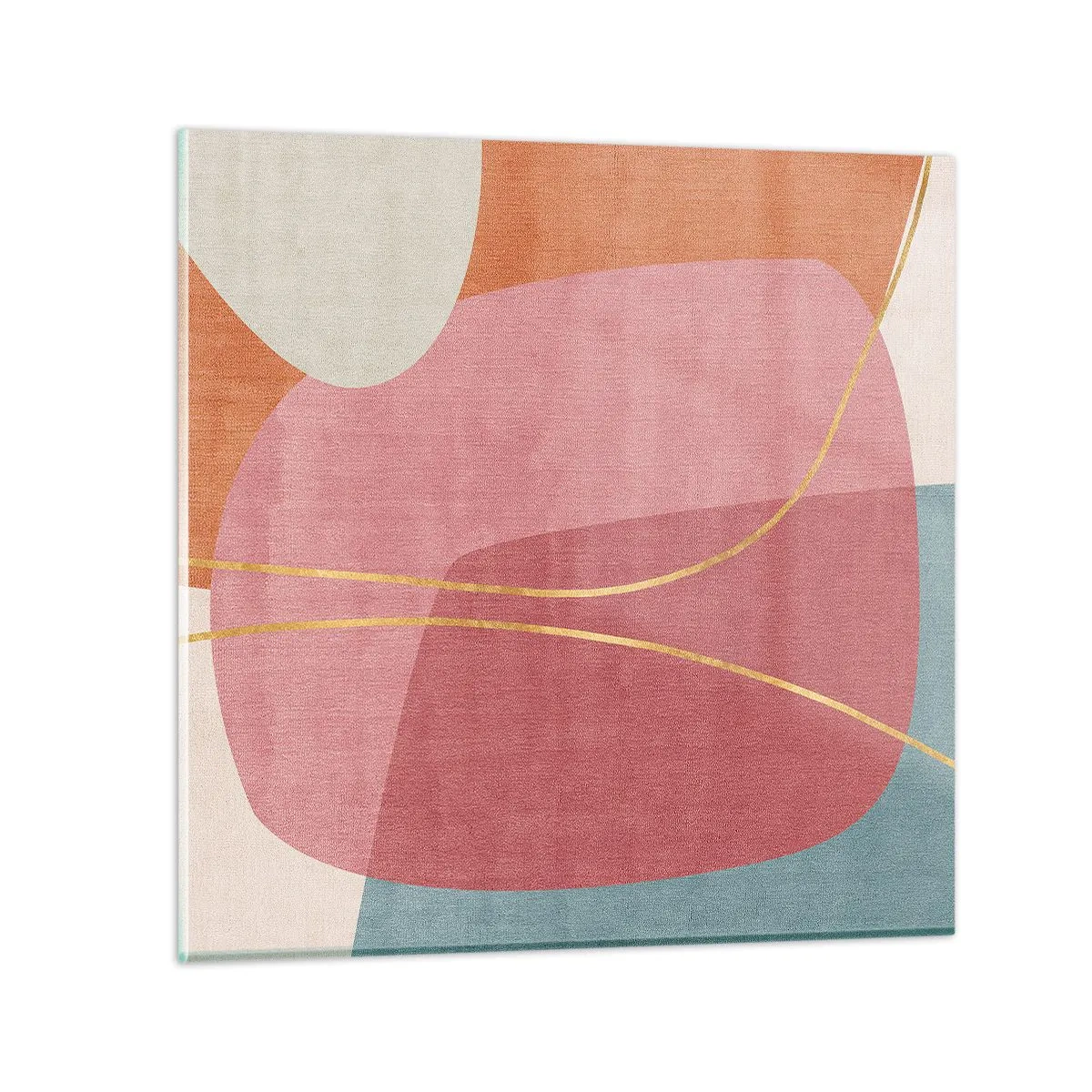 Glasbild - Bild auf glas - Pastellkomposition mit Goldfaden - 70x70 cm