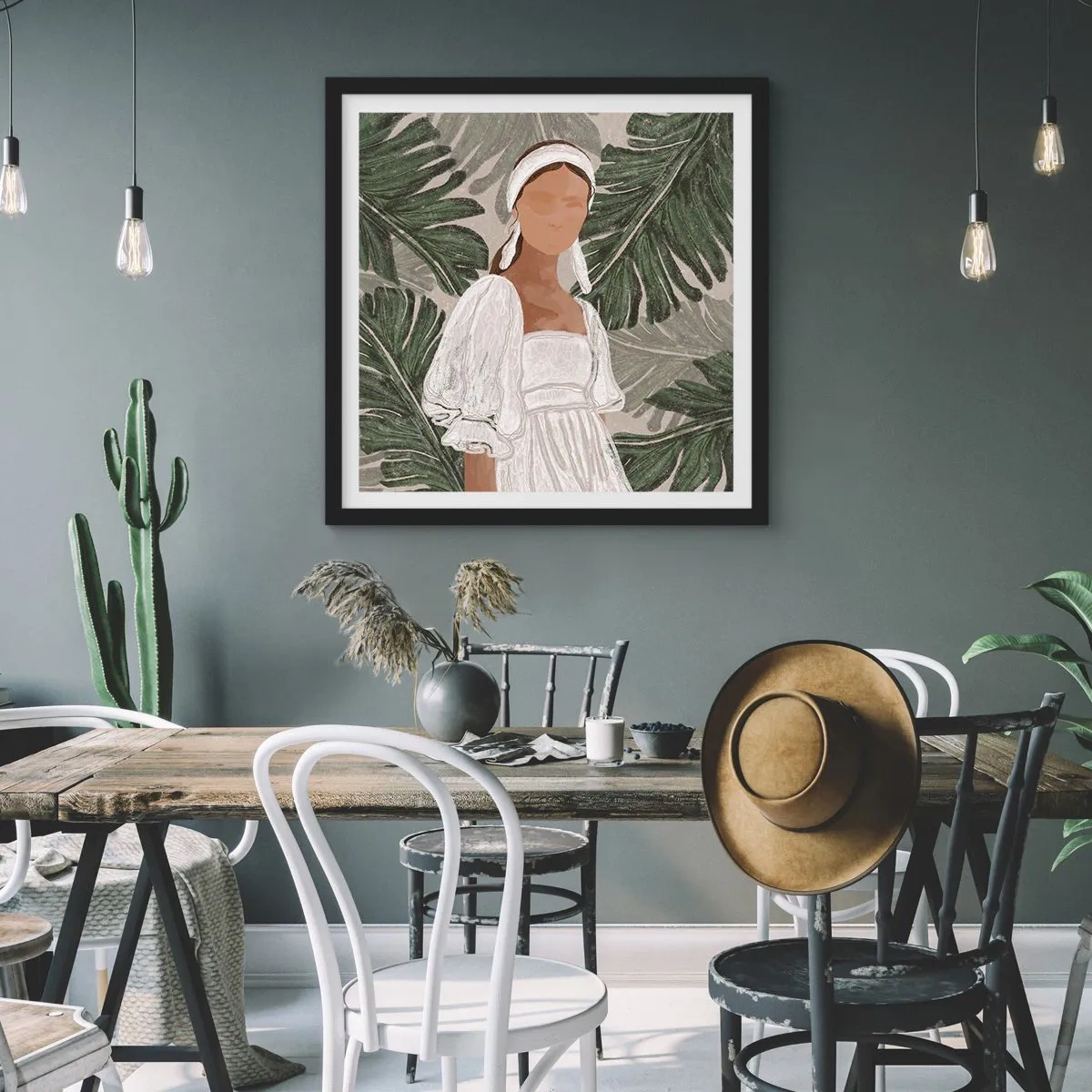 Poster in einem schwarzem Rahmen - Exotisches Porträt - 40x40 cm