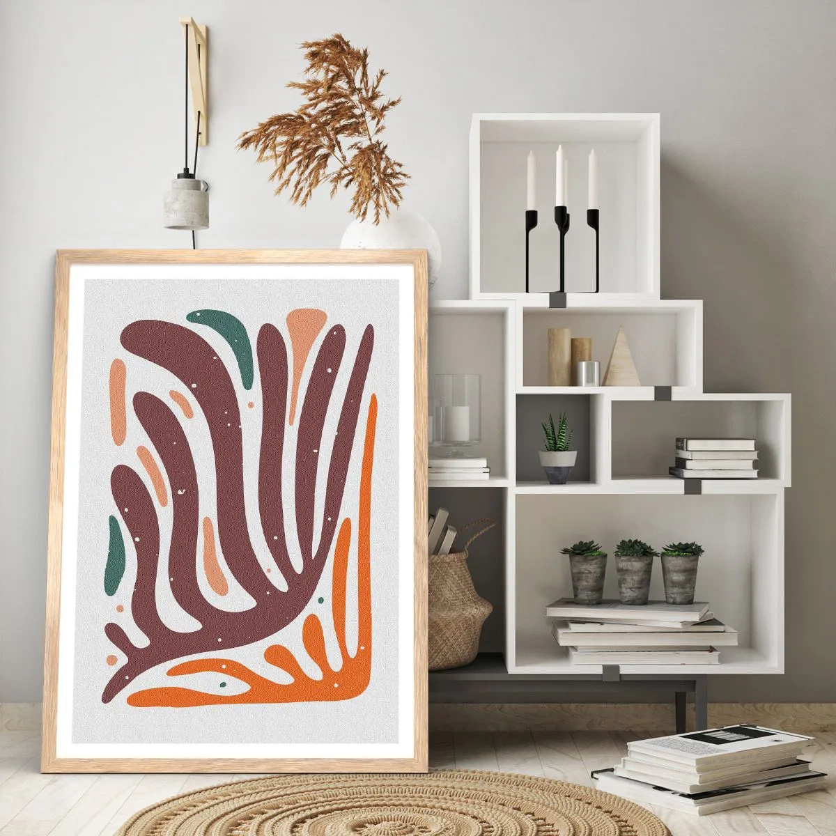 Poster in einem Rahmen aus heller Eiche - Strahlende organische Komposition - 50x70 cm